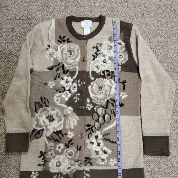 Vintage Susan Bristol Beige/Brown Floral Pattern Cardigan/Sweater - Picture 9 of 10